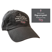 Thumbnail for Ball Cap - Wine is good. Dogs are great. People are crazy.