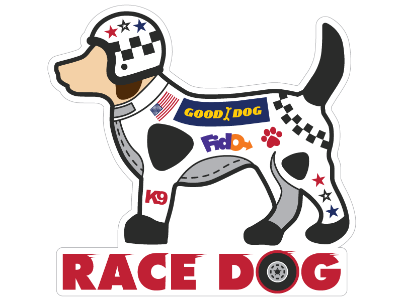 Race Dog 3" Sticker