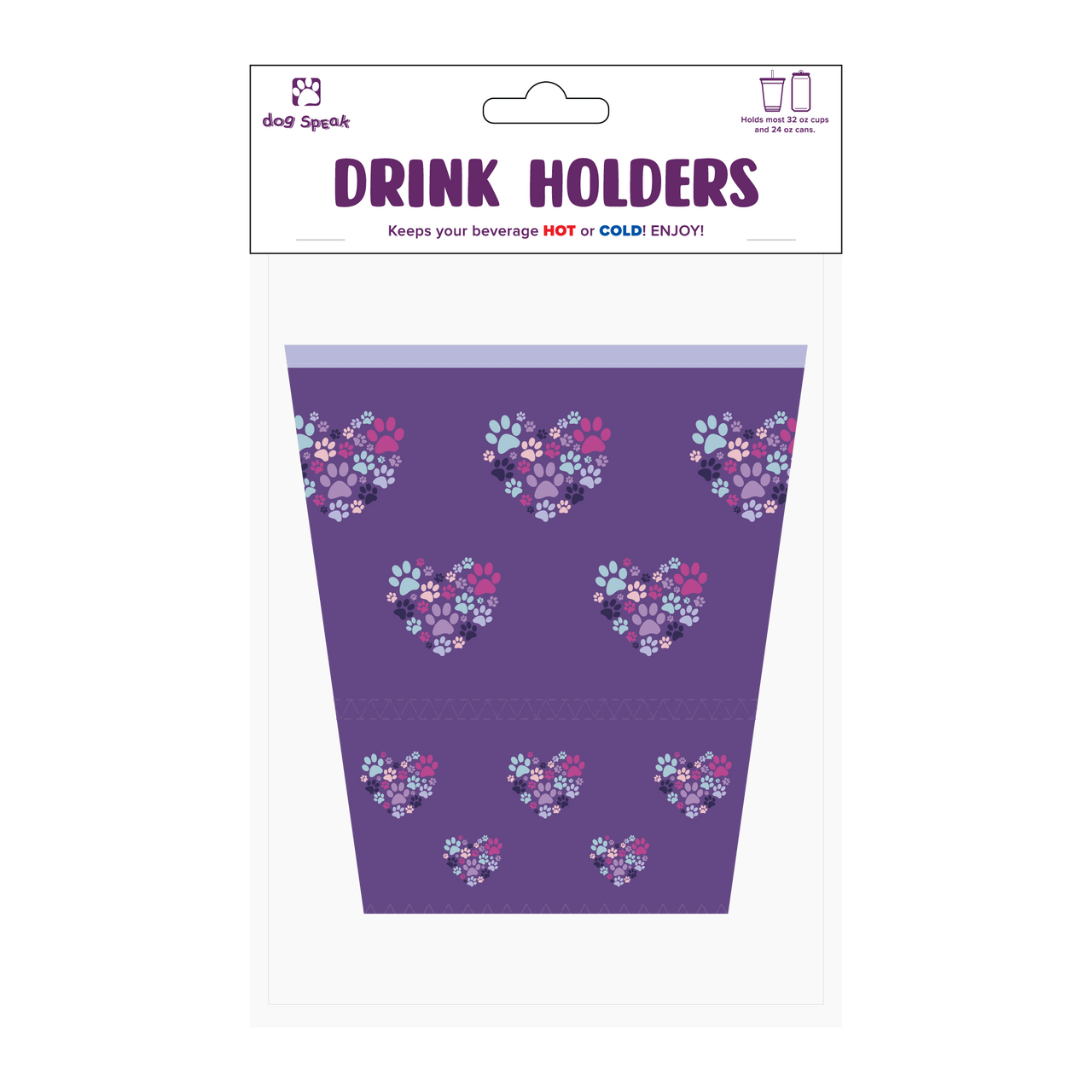 Large Drinkware Holder - Heart With Paws