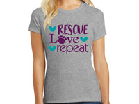 Thumbnail for Ladies T-Shirt - Rescue Love Repeat