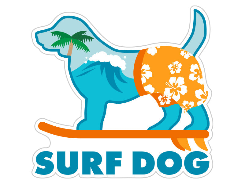 Surf Dog 3" Sticker