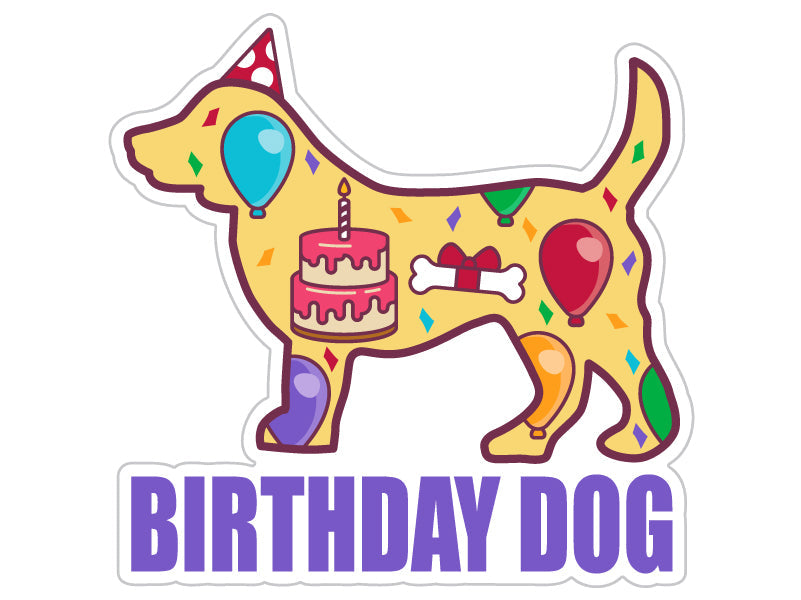 Birthday Dog 3” Sticker