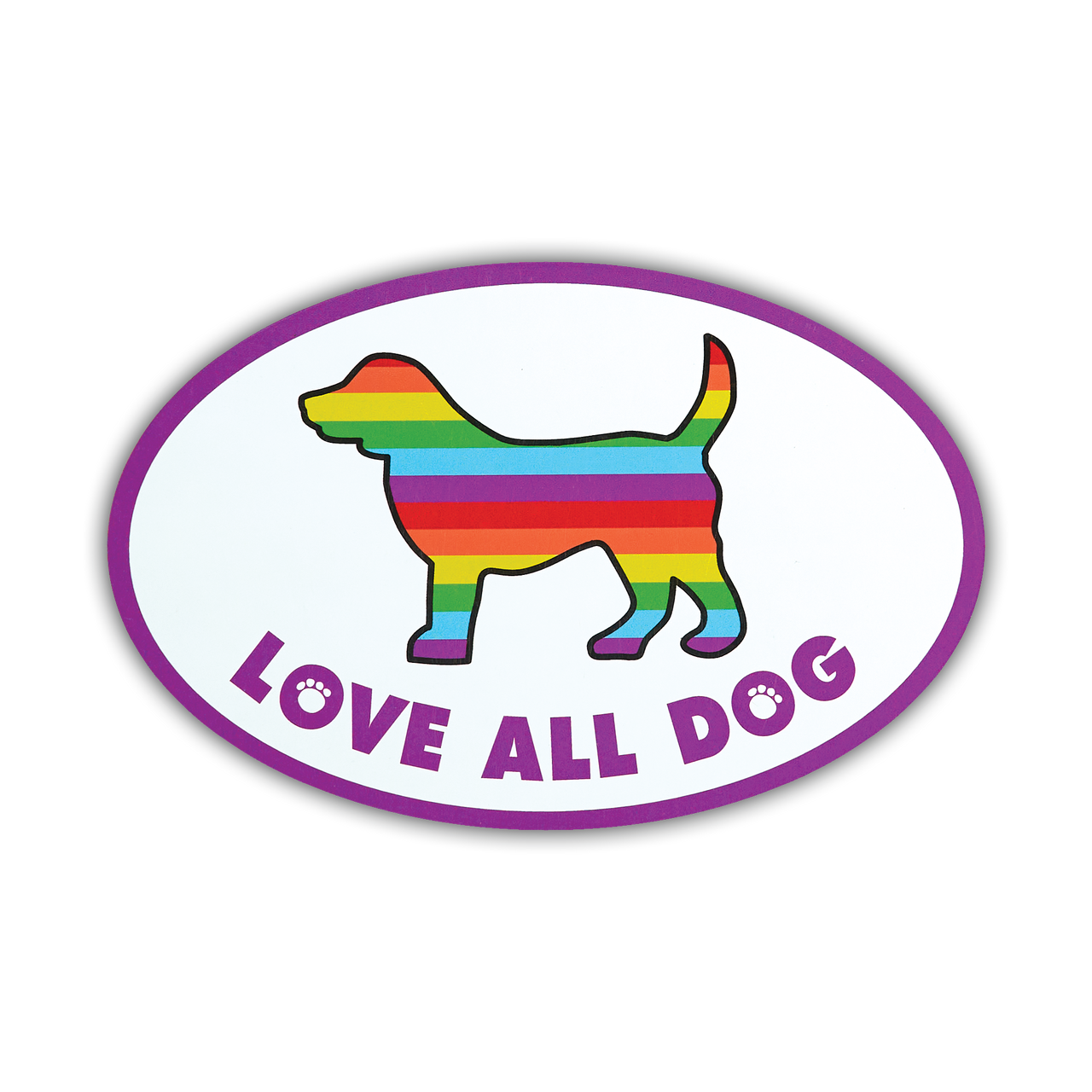 Oval Shaped Magnet - Love All Dog
