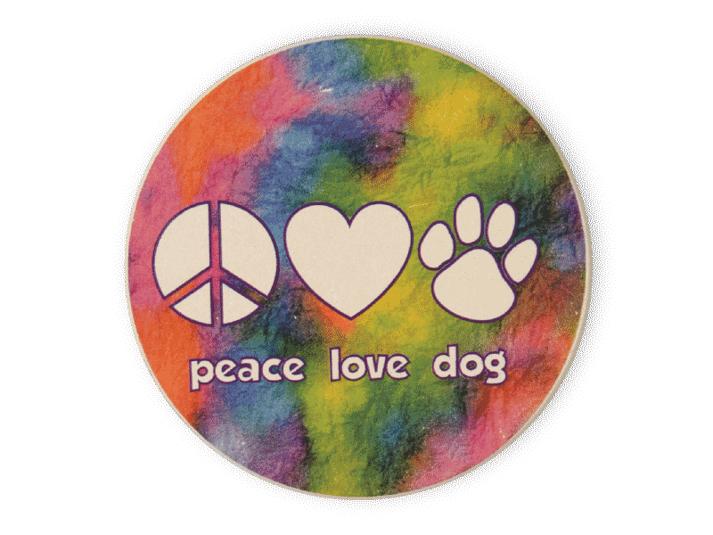 Absorbent Stone Car Coaster - Peace Love Dog