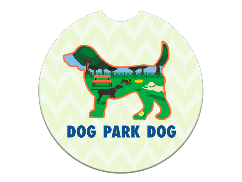 Absorbent Stone Car Coaster - Dog Park Dog