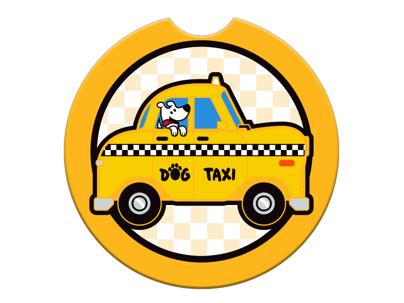 Absorbent Stone Car Coaster - Dog Taxi