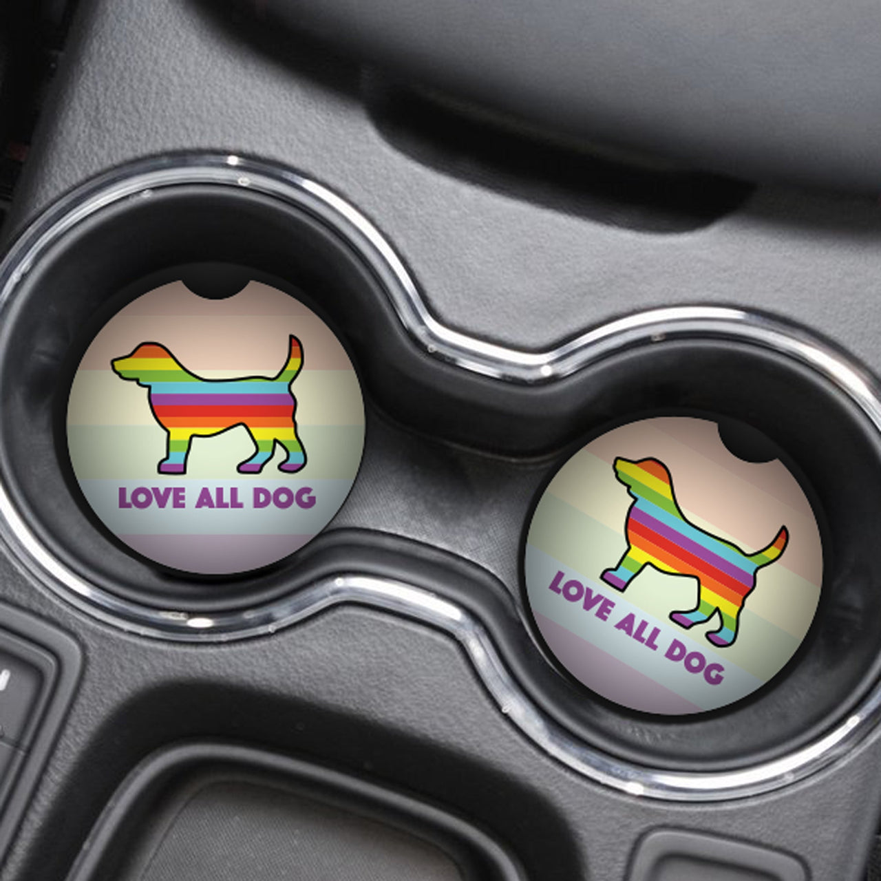 Absorbent Stone Car Coaster - Love All Dog