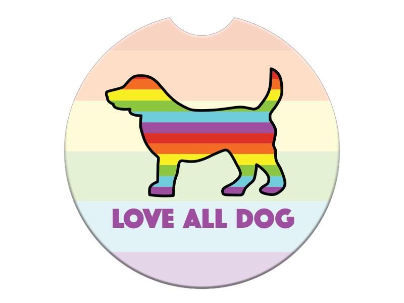 Absorbent Stone Car Coaster - Love All Dog