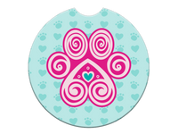 Thumbnail for Absorbent Stone Car Coaster - Paw with a Heart