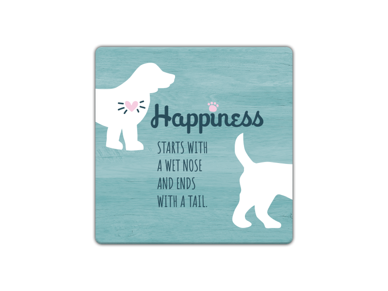 Absorbent Stone Coaster - Happiness starts with a wet nose...